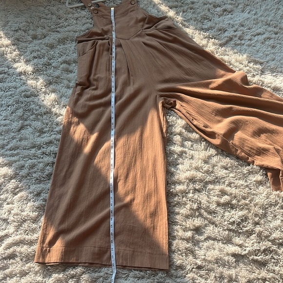 NEW Boho Solid Linen Three Button Wide Leg Jumpsuit - Picture 9 of 10